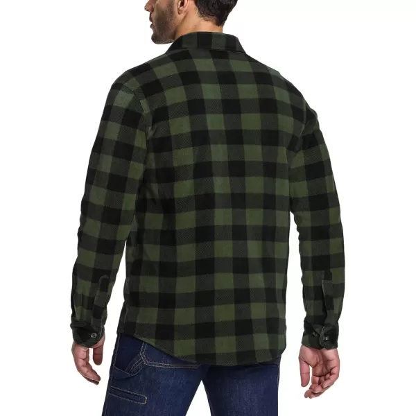 CQR Mens Long Sleeve Heavyweight Fleece Shirts Plaid Button Up Shirt Warm Outdoor Casual Shirt with PocketsOne Pocket Hunter