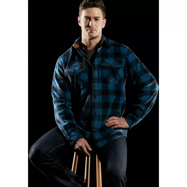 CQR Mens Long Sleeve Heavyweight Fleece Shirts Plaid Button Up Shirt Warm Outdoor Casual Shirt with PocketsPolar Fleece Blue