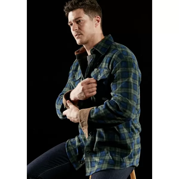 CQR Mens Long Sleeve Heavyweight Fleece Shirts Plaid Button Up Shirt Warm Outdoor Casual Shirt with PocketsPolar Fleece Green