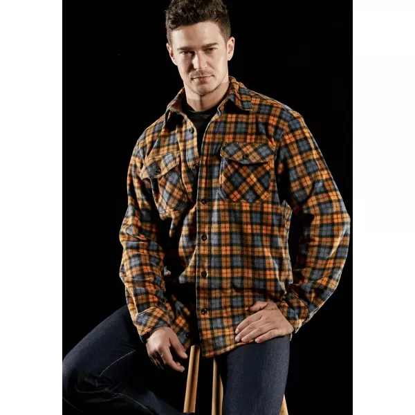 CQR Mens Long Sleeve Heavyweight Fleece Shirts Plaid Button Up Shirt Warm Outdoor Casual Shirt with PocketsPolar Fleece Yellow