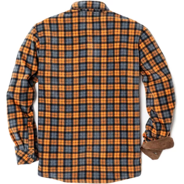 CQR Mens Long Sleeve Heavyweight Fleece Shirts Plaid Button Up Shirt Warm Outdoor Casual Shirt with PocketsPolar Fleece Yellow