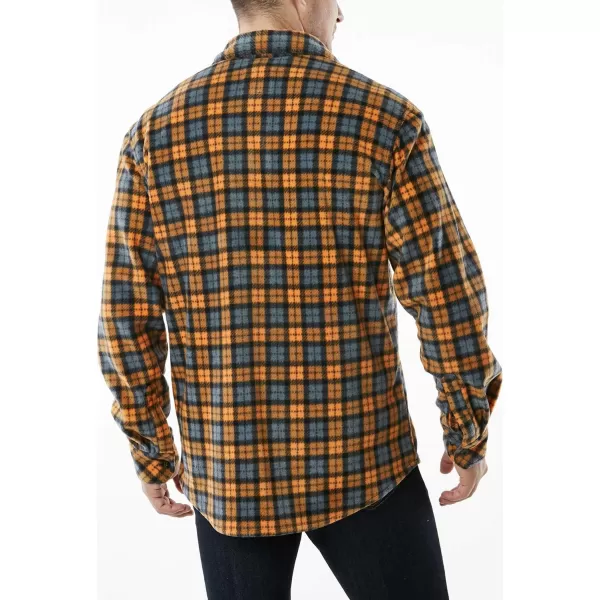 CQR Mens Long Sleeve Heavyweight Fleece Shirts Plaid Button Up Shirt Warm Outdoor Casual Shirt with PocketsPolar Fleece Yellow