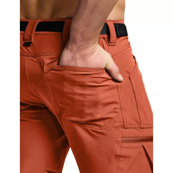 CQR Mens Quick Dry Tactical Pants Water Resistant Outdoor Pants Lightweight Stretch Cargo Work Hiking PantsRocky Cargo Burnt Orange