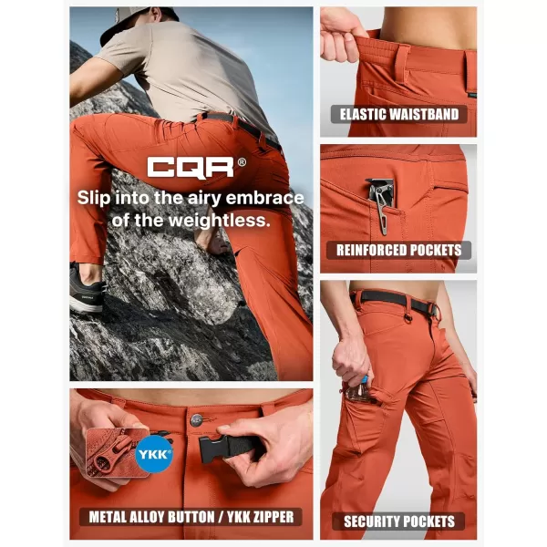 CQR Mens Quick Dry Tactical Pants Water Resistant Outdoor Pants Lightweight Stretch Cargo Work Hiking PantsRocky Cargo Burnt Orange