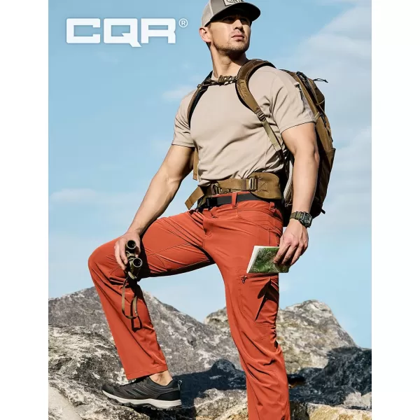 CQR Mens Quick Dry Tactical Pants Water Resistant Outdoor Pants Lightweight Stretch Cargo Work Hiking PantsRocky Cargo Burnt Orange