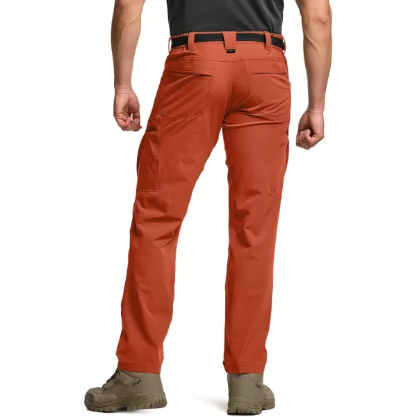 CQR Mens Quick Dry Tactical Pants Water Resistant Outdoor Pants Lightweight Stretch Cargo Work Hiking PantsRocky Cargo Burnt Orange