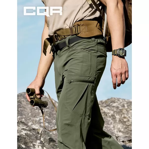 CQR Mens Quick Dry Tactical Pants Water Resistant Outdoor Pants Lightweight Stretch Cargo Work Hiking PantsRocky Cargo Fuscous Green