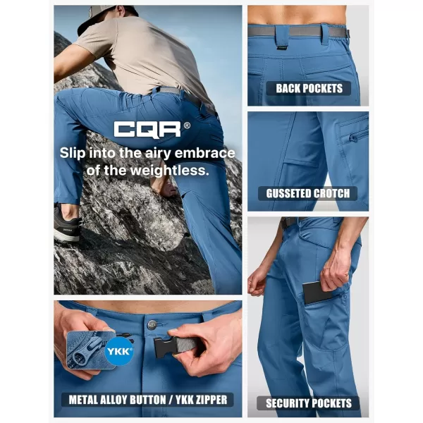 CQR Mens Quick Dry Tactical Pants Water Resistant Outdoor Pants Lightweight Stretch Cargo Work Hiking PantsRocky Cargo Glaucous