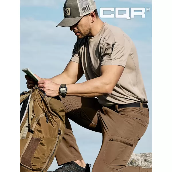 CQR Mens Quick Dry Tactical Pants Water Resistant Outdoor Pants Lightweight Stretch Cargo Work Hiking PantsRocky Cargo Hazelnut