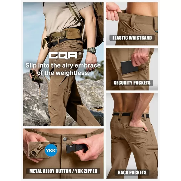 CQR Mens Quick Dry Tactical Pants Water Resistant Outdoor Pants Lightweight Stretch Cargo Work Hiking PantsRocky Cargo Hazelnut