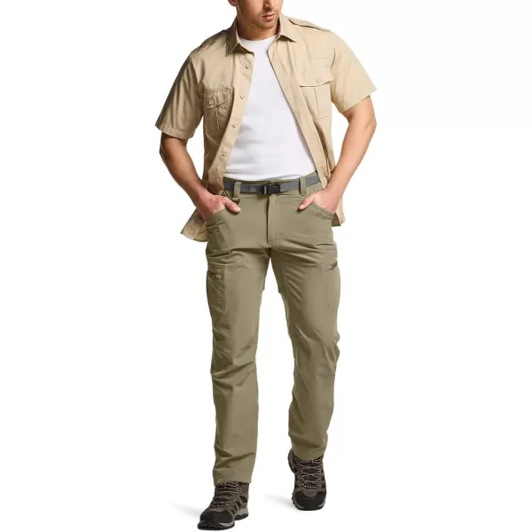 CQR Mens Quick Dry Tactical Pants Water Resistant Outdoor Pants Lightweight Stretch Cargo Work Hiking PantsRocky Cargo Tan