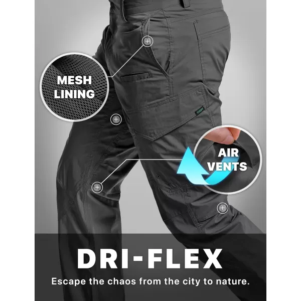 CQR Mens Quick Dry Tactical Pants Water Resistant Outdoor Pants Lightweight Stretch Cargo Work Hiking PantsRunyon Cargo Charcoal