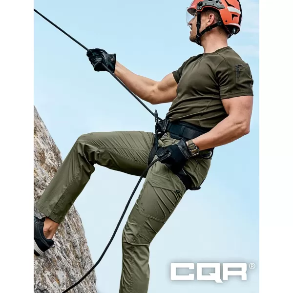 CQR Mens Quick Dry Tactical Pants Water Resistant Outdoor Pants Lightweight Stretch Cargo Work Hiking PantsRunyon Cargo Olive