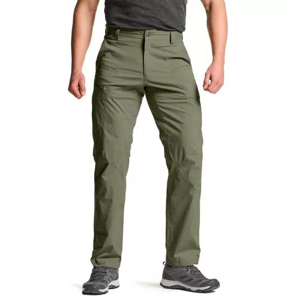 CQR Mens Quick Dry Tactical Pants Water Resistant Outdoor Pants Lightweight Stretch Cargo Work Hiking PantsRunyon Cargo Olive