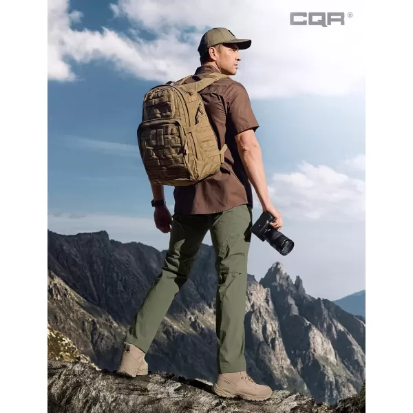 CQR Mens Quick Dry Tactical Pants Water Resistant Outdoor Pants Lightweight Stretch Cargo Work Hiking PantsRunyon Cargo Olive