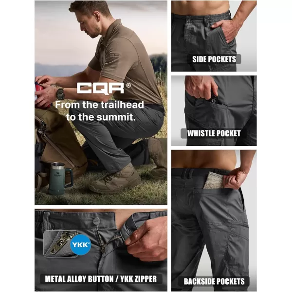 CQR Mens Quick Dry Tactical Pants Water Resistant Outdoor Pants Lightweight Stretch Cargo Work Hiking PantsRunyon Cargo Pants Charcoal