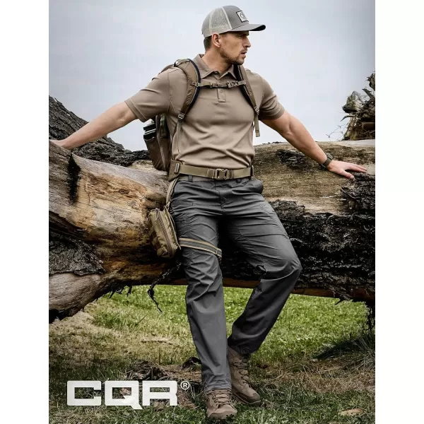 CQR Mens Quick Dry Tactical Pants Water Resistant Outdoor Pants Lightweight Stretch Cargo Work Hiking PantsRunyon Cargo Pants Charcoal