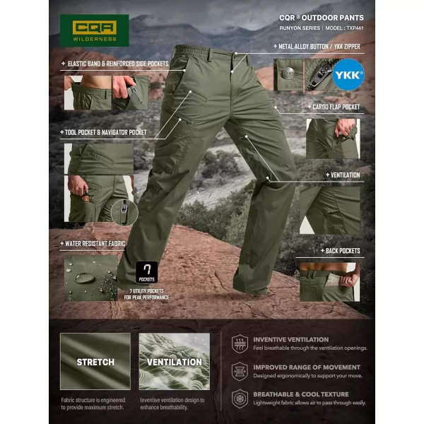 CQR Mens Quick Dry Tactical Pants Water Resistant Outdoor Pants Lightweight Stretch Cargo Work Hiking PantsRunyon Cargo Pants Green Kelp