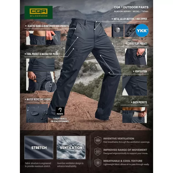 CQR Mens Quick Dry Tactical Pants Water Resistant Outdoor Pants Lightweight Stretch Cargo Work Hiking PantsRunyon Cargo Pants Navy