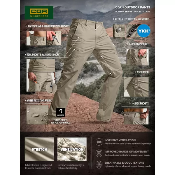 CQR Mens Quick Dry Tactical Pants Water Resistant Outdoor Pants Lightweight Stretch Cargo Work Hiking PantsRunyon Cargo Pants Sandstorm