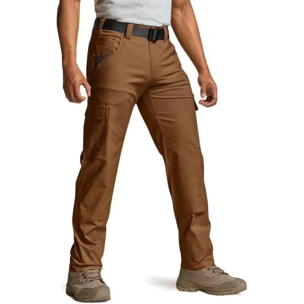 CQR Mens Flex Ripstop Work Pants Water Resistant Tactical Pants Outdoor Utility Operator EDC Cargo PantsDura Flex Copper Brown