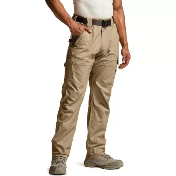 CQR Mens Flex Ripstop Work Pants Water Resistant Tactical Pants Outdoor Utility Operator EDC Cargo PantsDura Flex Pants Alamo Khaki