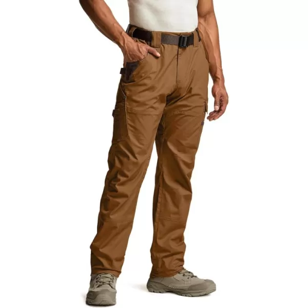 CQR Mens Flex Ripstop Work Pants Water Resistant Tactical Pants Outdoor Utility Operator EDC Cargo PantsDura Flex Pants Copper Brown