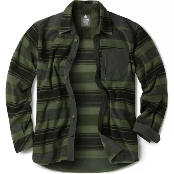 CQR Mens Long Sleeve Heavyweight Fleece Shirts Plaid Button Up Shirt Warm Outdoor Casual Shirt with PocketsBush Blend Wild Forest