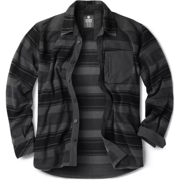 CQR Mens Long Sleeve Heavyweight Fleece Shirts Plaid Button Up Shirt Warm Outdoor Casual Shirt with PocketsBush Blend Wild Shadow