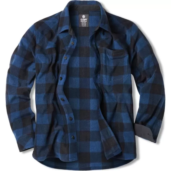 CQR Mens Long Sleeve Heavyweight Fleece Shirts Plaid Button Up Shirt Warm Outdoor Casual Shirt with PocketsBush Blend Wind Blue