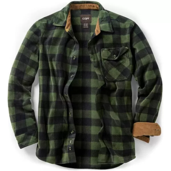 CQR Mens Long Sleeve Heavyweight Fleece Shirts Plaid Button Up Shirt Warm Outdoor Casual Shirt with PocketsOne Pocket Hunter