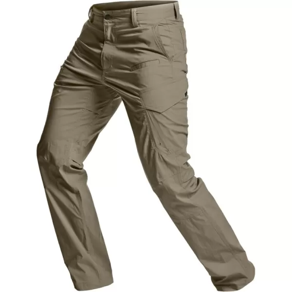 CQR Mens Quick Dry Tactical Pants Water Resistant Outdoor Pants Lightweight Stretch Cargo Work Hiking PantsRunyon Cargo Tan