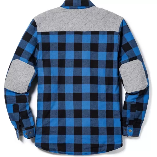 CQR Mens Plaid Flannel Shirt Jacket Long Sleeve Soft Warm SherpaQuilted Lined Jacket Outdoor Button UpZipFront JacketQuilted Lining Classic Blue