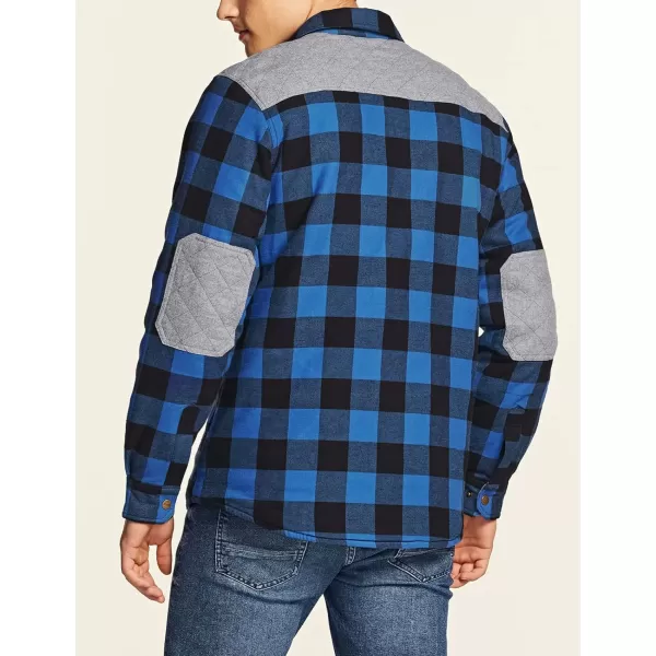 CQR Mens Plaid Flannel Shirt Jacket Long Sleeve Soft Warm SherpaQuilted Lined Jacket Outdoor Button UpZipFront JacketQuilted Lining Classic Blue