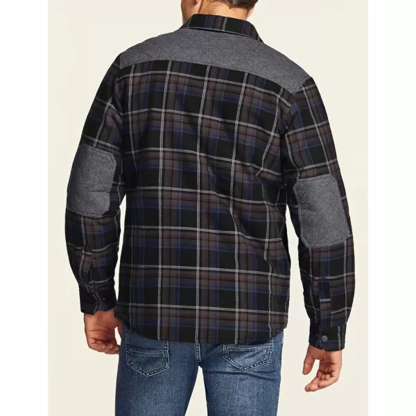 CQR Mens Plaid Flannel Shirt Jacket Long Sleeve Soft Warm SherpaQuilted Lined Jacket Outdoor Button UpZipFront JacketQuilted Lining Coal Miner