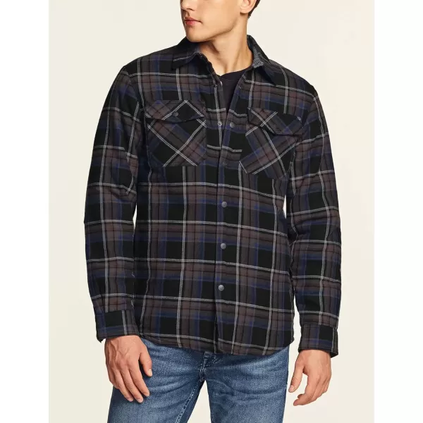 CQR Mens Plaid Flannel Shirt Jacket Long Sleeve Soft Warm SherpaQuilted Lined Jacket Outdoor Button UpZipFront JacketQuilted Lining Coal Miner