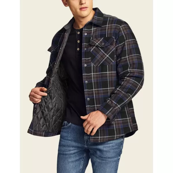 CQR Mens Plaid Flannel Shirt Jacket Long Sleeve Soft Warm SherpaQuilted Lined Jacket Outdoor Button UpZipFront JacketQuilted Lining Coal Miner