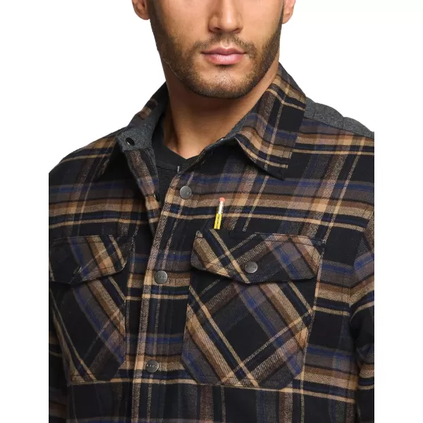 CQR Mens Plaid Flannel Shirt Jacket Long Sleeve Soft Warm SherpaQuilted Lined Jacket Outdoor Button UpZipFront JacketQuilted Lining Fossil Rock