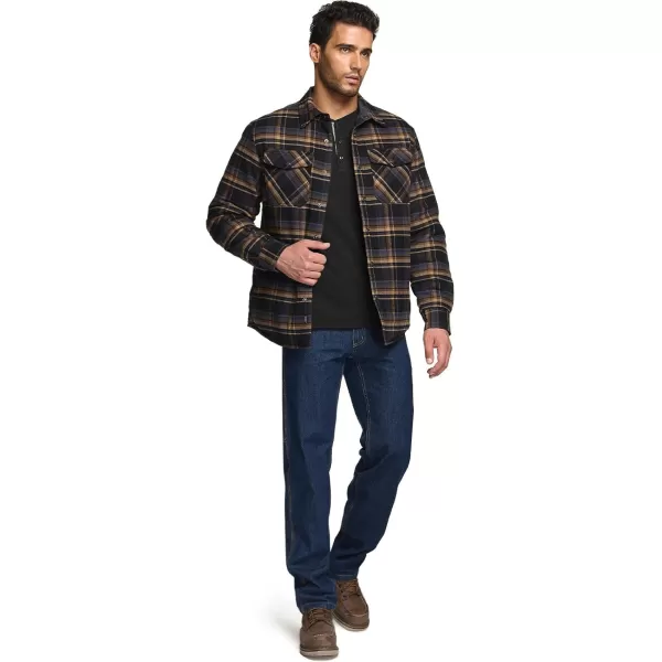 CQR Mens Plaid Flannel Shirt Jacket Long Sleeve Soft Warm SherpaQuilted Lined Jacket Outdoor Button UpZipFront JacketQuilted Lining Fossil Rock