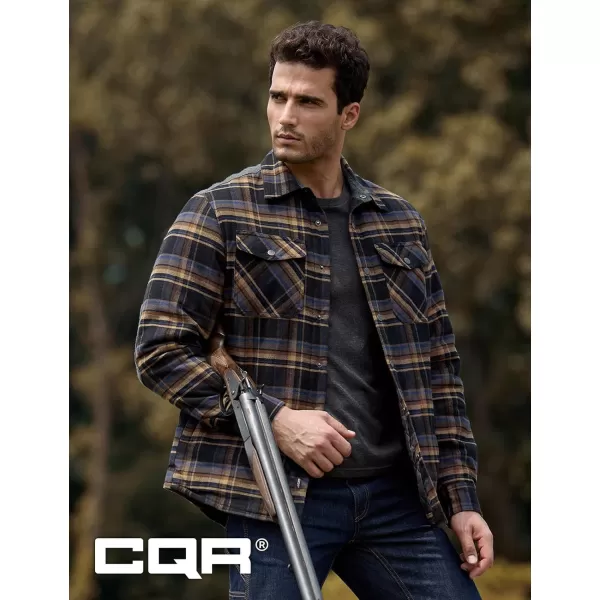 CQR Mens Plaid Flannel Shirt Jacket Long Sleeve Soft Warm SherpaQuilted Lined Jacket Outdoor Button UpZipFront JacketQuilted Lining Fossil Rock