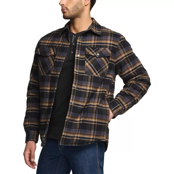 CQR Mens Plaid Flannel Shirt Jacket Long Sleeve Soft Warm SherpaQuilted Lined Jacket Outdoor Button UpZipFront JacketQuilted Lining Fossil Rock