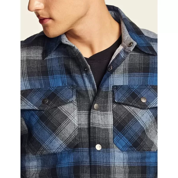 CQR Mens Plaid Flannel Shirt Jacket Long Sleeve Soft Warm SherpaQuilted Lined Jacket Outdoor Button UpZipFront JacketQuilted Lining Shark Grey