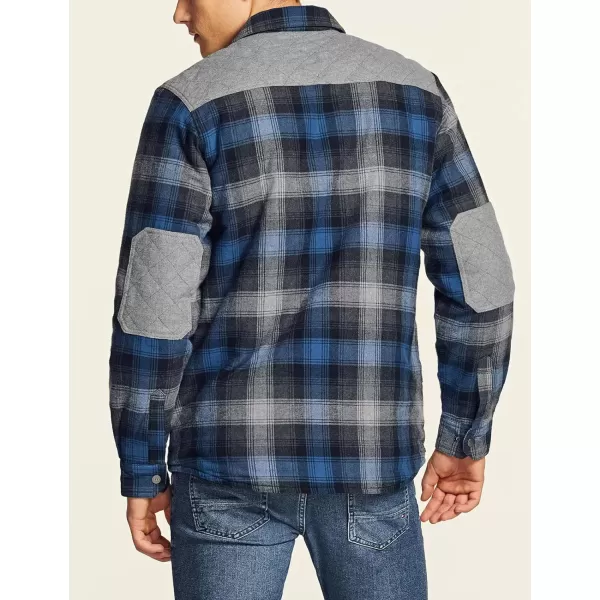 CQR Mens Plaid Flannel Shirt Jacket Long Sleeve Soft Warm SherpaQuilted Lined Jacket Outdoor Button UpZipFront JacketQuilted Lining Shark Grey