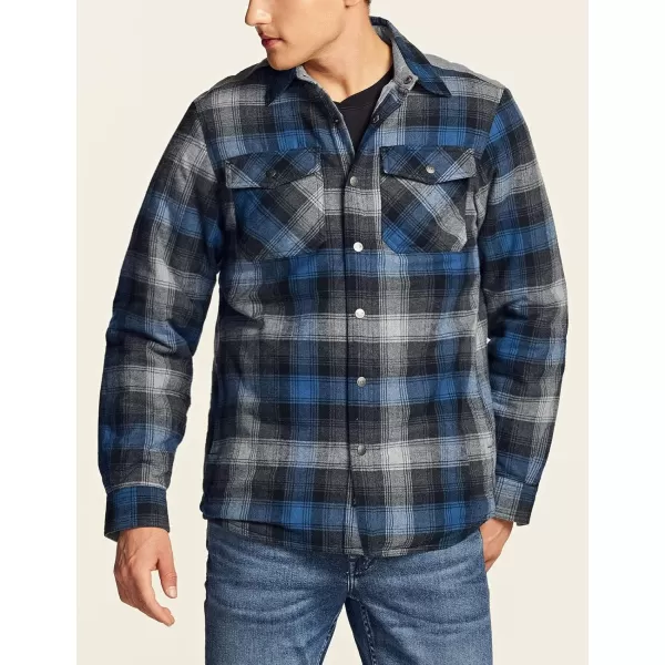 CQR Mens Plaid Flannel Shirt Jacket Long Sleeve Soft Warm SherpaQuilted Lined Jacket Outdoor Button UpZipFront JacketQuilted Lining Shark Grey