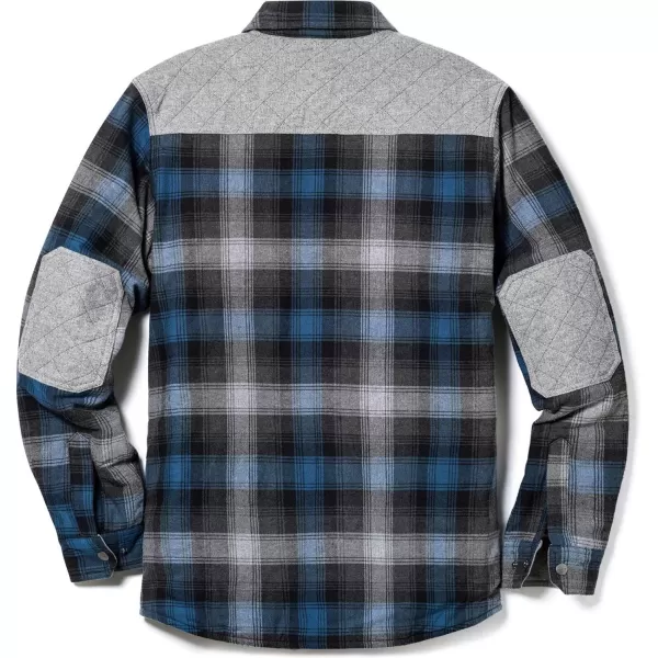 CQR Mens Plaid Flannel Shirt Jacket Long Sleeve Soft Warm SherpaQuilted Lined Jacket Outdoor Button UpZipFront JacketQuilted Lining Shark Grey