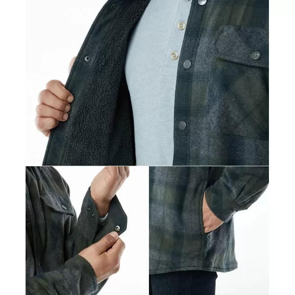 CQR Mens Plaid Flannel Shirt Jacket Long Sleeve Soft Warm SherpaQuilted Lined Jacket Outdoor Button UpZipFront JacketSherpa Lined Amazon Grey