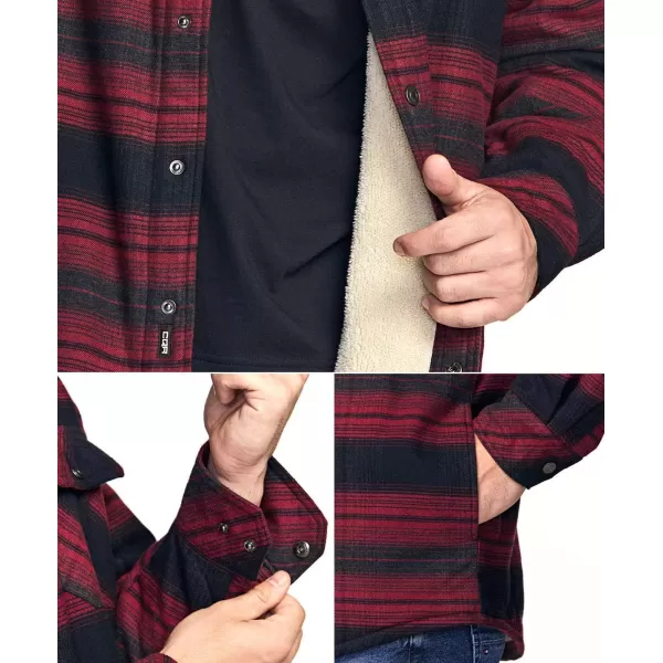 CQR Mens Plaid Flannel Shirt Jacket Long Sleeve Soft Warm SherpaQuilted Lined Jacket Outdoor Button UpZipFront JacketSherpa Lined Bloody Moon Plaid