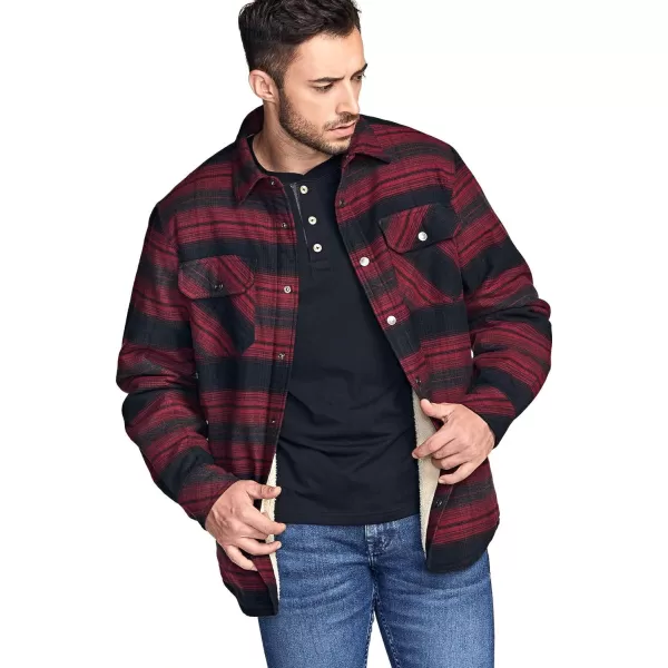 CQR Mens Plaid Flannel Shirt Jacket Long Sleeve Soft Warm SherpaQuilted Lined Jacket Outdoor Button UpZipFront JacketSherpa Lined Bloody Moon Plaid