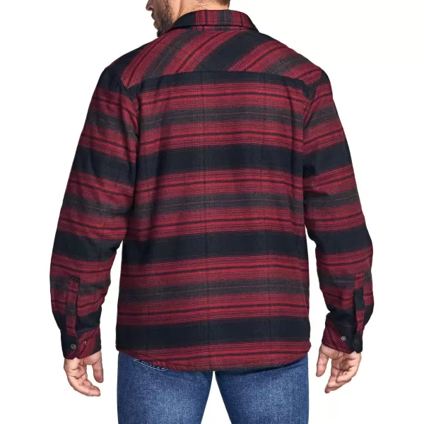 CQR Mens Plaid Flannel Shirt Jacket Long Sleeve Soft Warm SherpaQuilted Lined Jacket Outdoor Button UpZipFront JacketSherpa Lined Bloody Moon Plaid