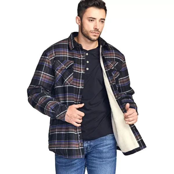 CQR Mens Plaid Flannel Shirt Jacket Long Sleeve Soft Warm SherpaQuilted Lined Jacket Outdoor Button UpZipFront JacketSherpa Lined Coal Miner Plaid